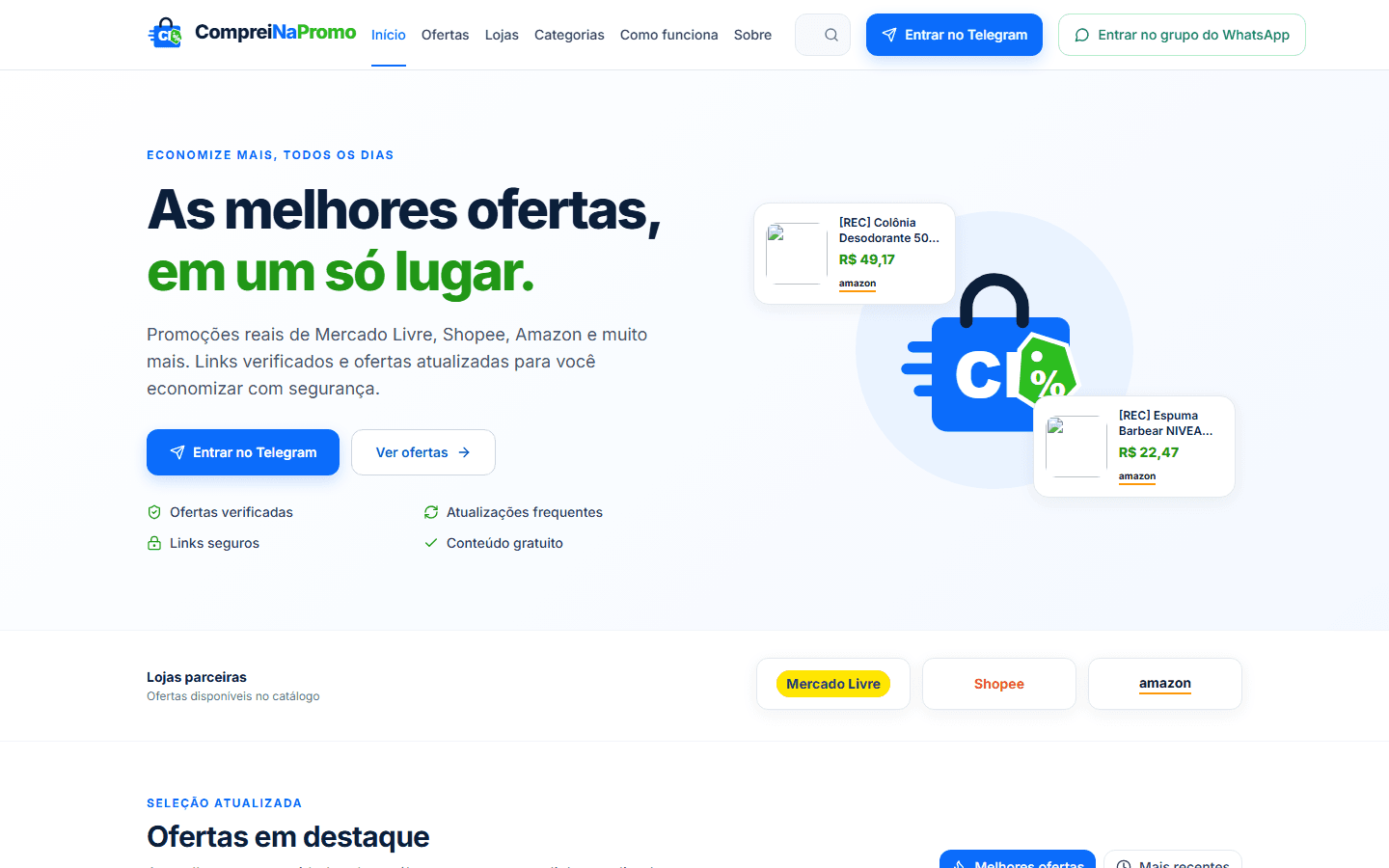 Interface do CompreiNaPromo